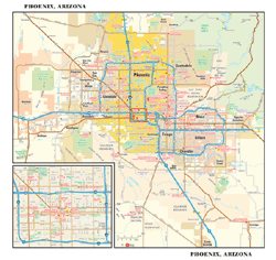 Phoenix, AZ Wall Map