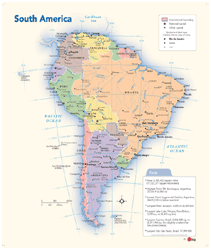 South America Political Wall Map