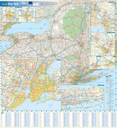 NEW YORK State Wall Map Large Print Poster - 24"Wx30"H