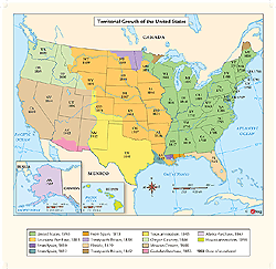 USA Territorial Growth Wall Map