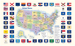 US Flags Wall Map