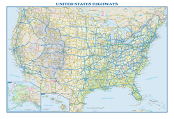 US Interstate Wall Map