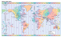 World Time Zone Wall Map