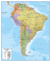 South America Political Wall Map