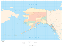 Alaska Wall Map with Counties