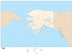 Alaska Wall Map with Roads