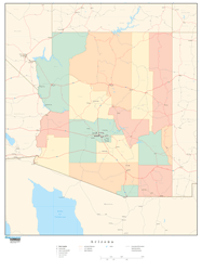 Arizona Wall Map with Counties