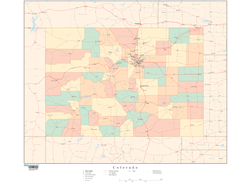 Colorado Wall Map with Counties