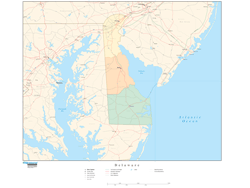 Delaware Wall Map with Counties