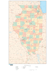 Illinois Wall Map with Counties