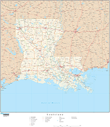 Louisiana Wall Map with Roads
