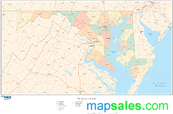 Maryland Wall Map with Counties