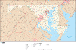 Maryland Wall Map with Roads