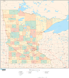 Minnesota Wall Map with Counties