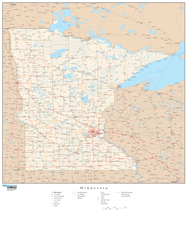 Minnesota Wall Map with Roads
