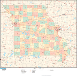 Missouri Wall Map with Counties