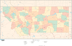 Montana Wall Map with Counties