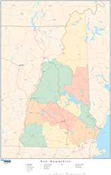 New Hampshire Wall Map with Counties