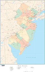 New Jersey Wall Map with Counties