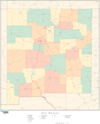 New Mexico Wall Map with Counties