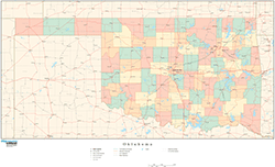 Oklahoma Wall Map with Counties