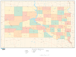 South dakota Wall Map with Counties