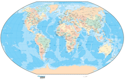 Europe Centered Physical/Political Winkel Tripel Wall Map