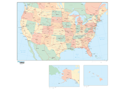 United States County Wall Map w/ Highways