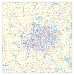 Dallas / Fort Worth, TX Wall Map