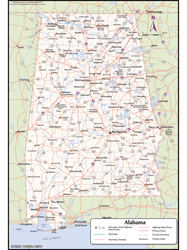 Alabama Wall Map with Counties