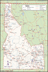 Idaho Wall Map with Counties