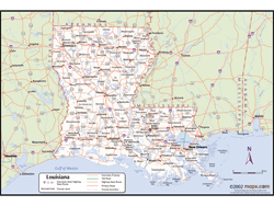 Louisiana Wall Map with Counties