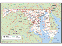 Maryland Wall Map with Counties