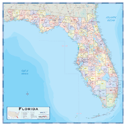 Florida Counties Wall Map