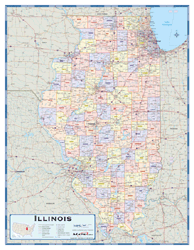 Illinois Counties Wall Map