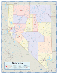Nevada Counties Wall Map