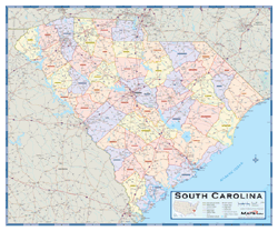 South Carolina Counties Wall Map