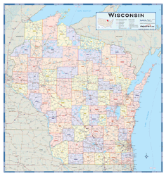 Wisconsin Counties Wall Map