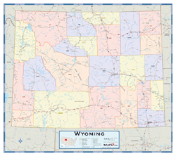 Wyoming Counties Wall Map