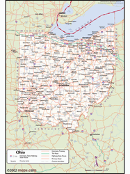 Ohio Wall Map with Counties