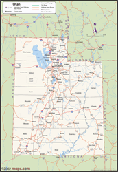 Utah Wall Map with Counties
