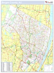 Bergen, NJ County Wall Map