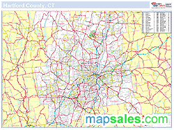 Hartford, CT County Wall Map