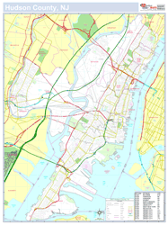 Hudson, NJ County Wall Map