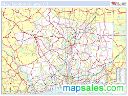 New London, CT County Wall Map