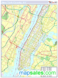 New York, NY County Wall Map