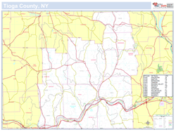 Tioga, NY County Wall Map