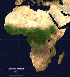 African Winter Physical Wall Map