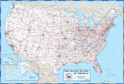 USA Highway Wall Map