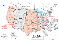 USA Area Code / Time Zone Wall Map